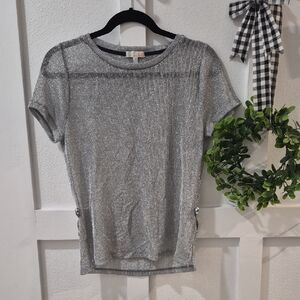 Gianni Bini Shimmering Silver Short Sleeve Top